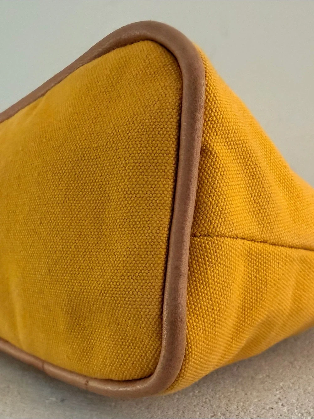 HERMÈS Bolide MM Yellow Canvas Cosmetic Travel Pouch Makeup Case France